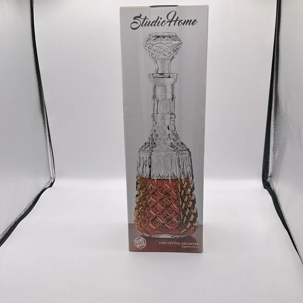 Studio Home Fine Crystal‎ Handmade Bar Decanter 36 oz New in Box!